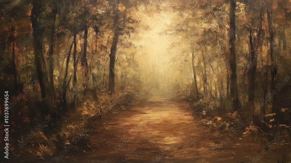 Fototapeta premium A path through a misty forest.