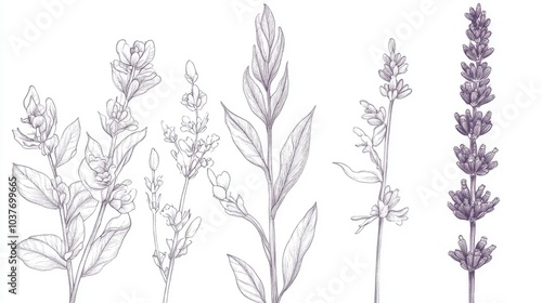 Wallpaper Mural Lavender Line Art Monochrome Floral Bouquets Flower Coloring Page Botanical Line Drawing Hand Illustrated Floral Designs Elegant Lavender Illustrations Fine Line Botanical Art Torontodigital.ca