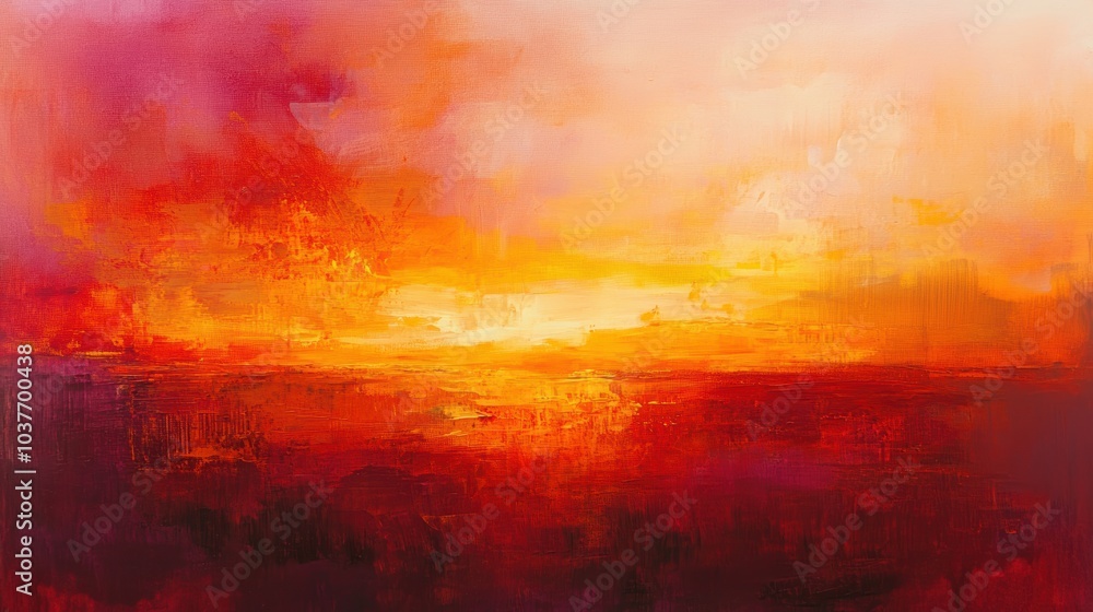 Abstract oil painting with red and orange hues. Abstract oil painting with red and orange hues.