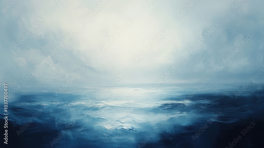 Abstract painting of a blue and white sea. Abstract painting of a blue and white sea.