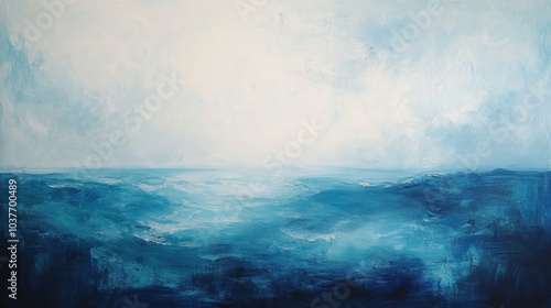 Wallpaper Mural Abstract seascape painting, blue and white. Torontodigital.ca