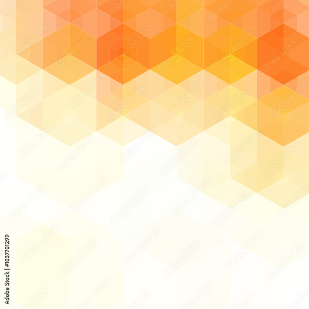 Obraz premium Hex texture. Orange hexagon pattern, abstract chemistry and biotech technology science vector hexagonal modern paper cut geometry background. Eps 10