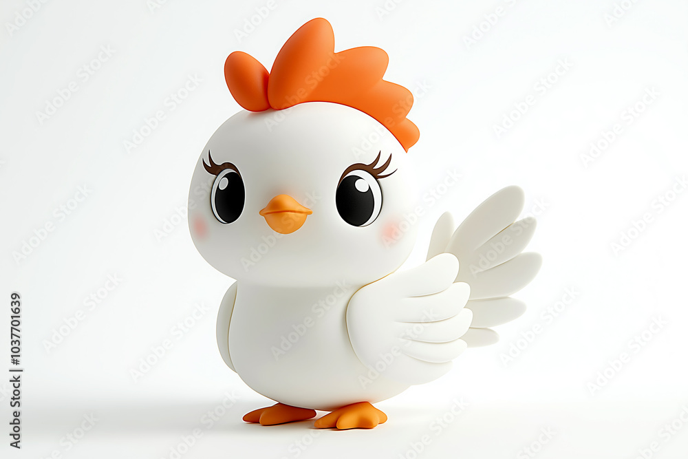 White plasticine chicken isolated on white background White plasticine chicken isolated on white background