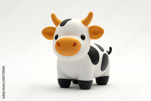 Cute plasticine cow isolated on white background