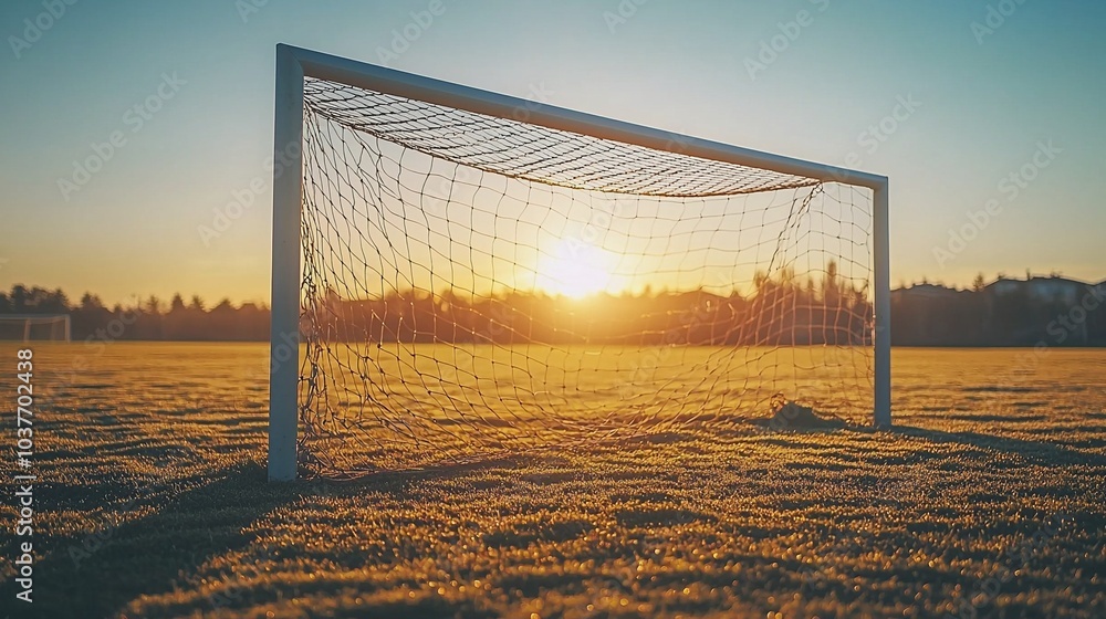 Beautiful Soccer Goalpost at Sunset on an Empty Field Beautiful Soccer Goalpost at Sunset on an Empty Field