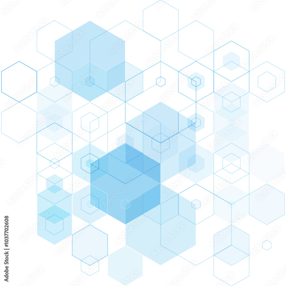 Blue hexagon background in polygonal style. Vector background. Eps 10