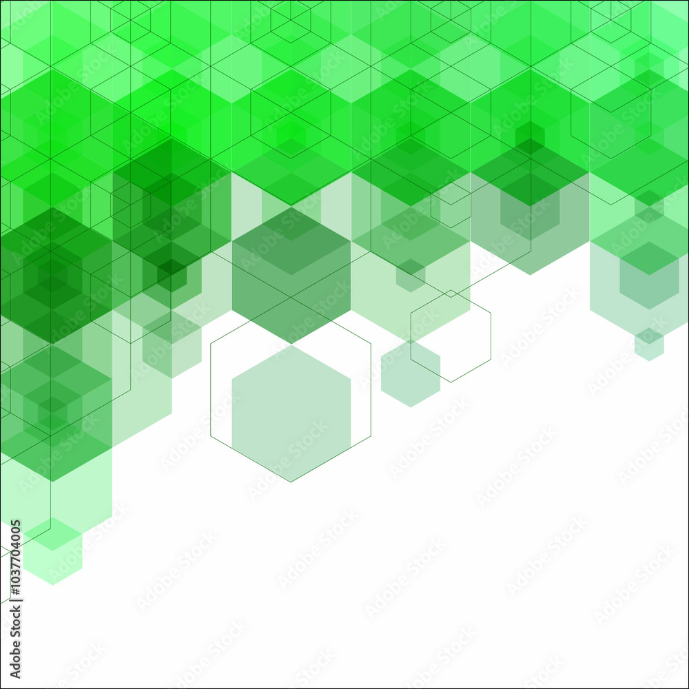 Obraz premium Green hexagon background. Geometric design. Presentation template. Eps 10