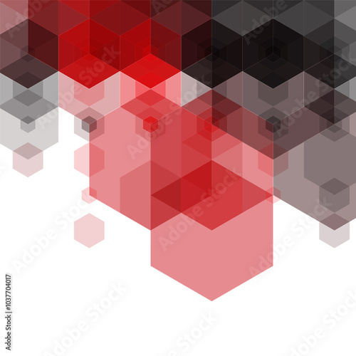 Red and black geometric background. Abstract background. Business vector. Geometric design element. Hexagon. Eps 10