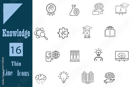 Knowledge Education Line Editable Icons set. Vector illustration in modern thin line style of education  icons: cognition, books, mind, online learning. Pictograms and infographics for mobile apps