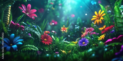 Vibrant flowers and lush greenery, Colorful blossoms and rich foliage