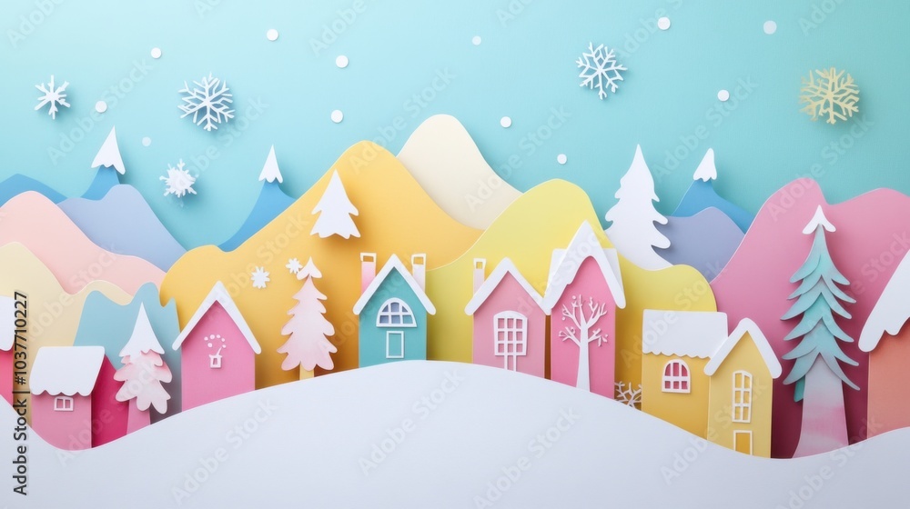 Charming Winter Village Paper Cut Art Charming Winter Village Paper Cut Art
