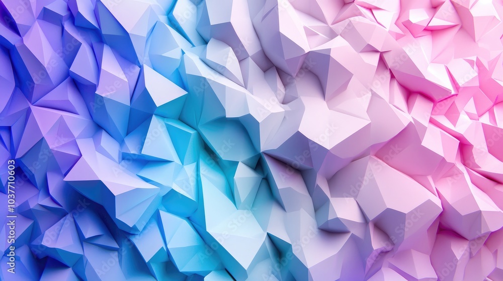 Naklejka premium Low poly abstract 3D geometric background featuring a modern gradient of blue and violet hues