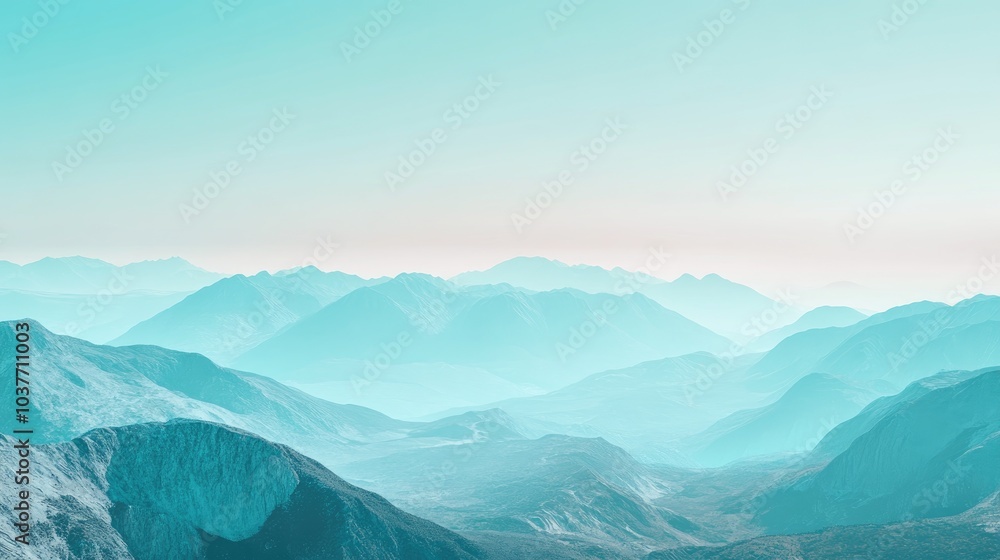 Cyan sky and mountain scenery create a whimsical panoramic view Enchanting landscape with a clear glass effect Graphic horizon reminiscent of vintage game art Cyan sky and mountain scenery create a whimsical panoramic view Enchanting landscape with a clear glass effect Graphic horizon reminiscent of vintage game art