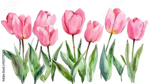 Wallpaper Mural Box of pink watercolor tulips Torontodigital.ca