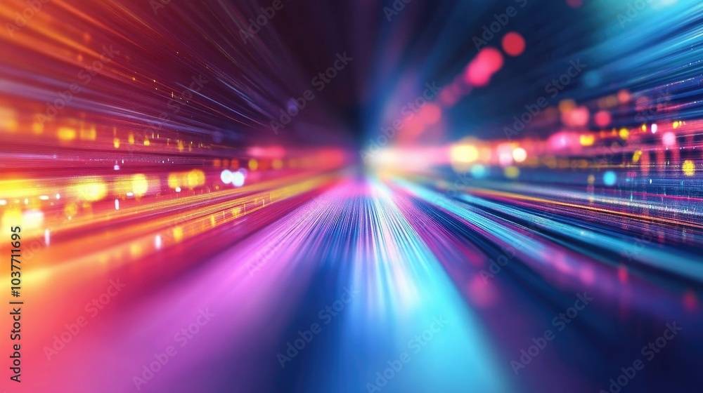 Fototapeta premium Horizontal vibrant abstract design element featuring a colorful blurred background