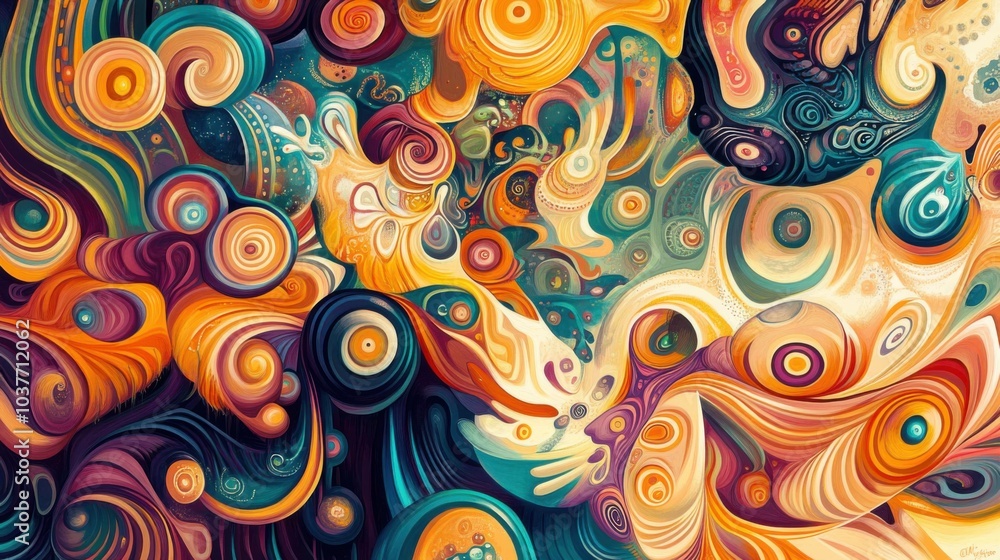 Intricate Patterns of Abstract Characters and Swirls Intricate Patterns of Abstract Characters and Swirls