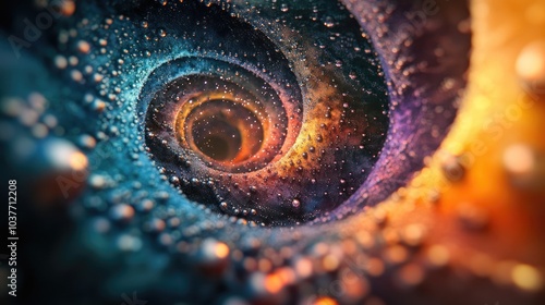 Fototapeta Naklejka Na Ścianę i Meble -  Fantasy 3D abstract representation of a wormhole tunnel suitable for space science themes or illustrations related to interstellar and time travel