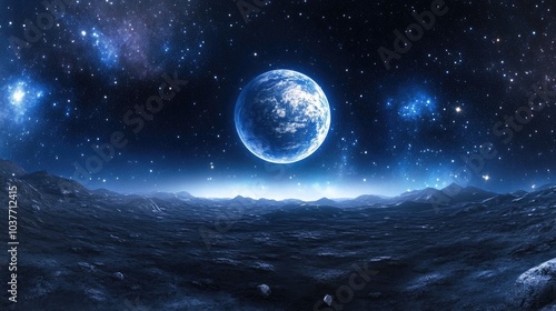 360 degree space background with nebula and stars equirectangular projection environment map in 3D cartoon rendering HDRI spherical panorama 3D illustration