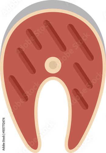 Grilled salmon steak showing cooking marks illustration