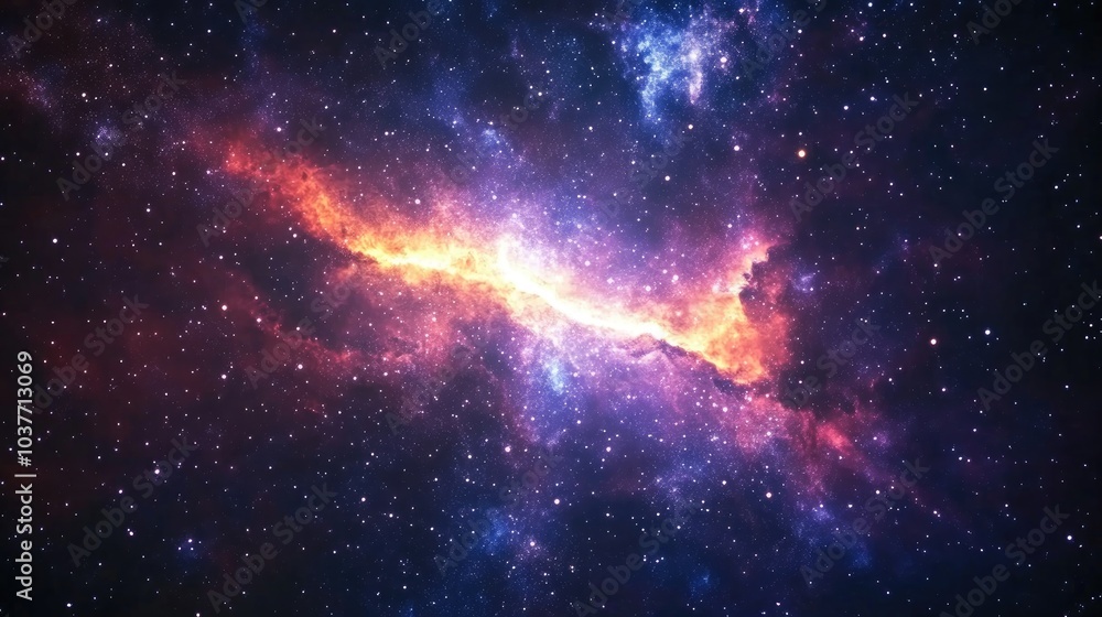 Fototapeta premium Deep space art with a starlight nebula in a galaxy presented in a 3D cartoon rendering set against a cosmic background