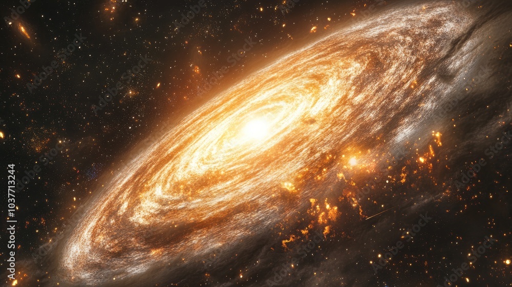 Fototapeta premium 3D cartoon rendering featuring a nebula and galaxy in starry deep outer space
