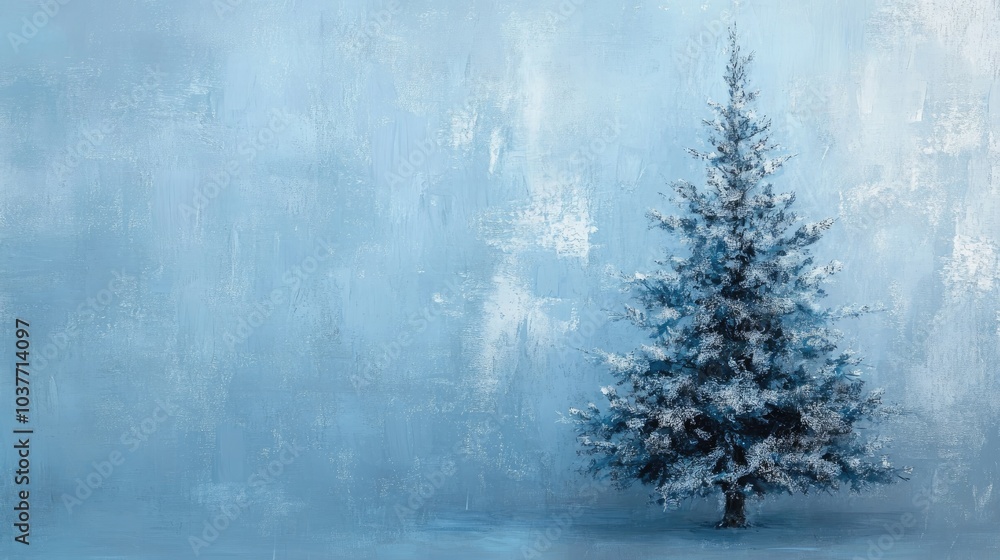 Fototapeta premium Abstract holiday tree against a soft blue backdrop