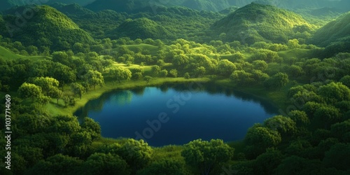 Lake surrounded by lush greenery and scenic landscapes, Scenic lake with vibrant greenery and beautiful landscapes