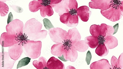 Wallpaper Mural Abstract pink flowers in a watercolor hand painted seamless pattern Torontodigital.ca