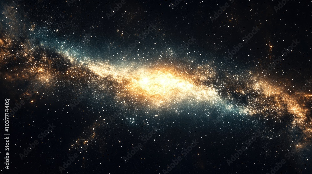 Obraz premium 3D cartoon rendering depicting the center of the Milky Way galaxy featuring stars and cosmic dust in the universe