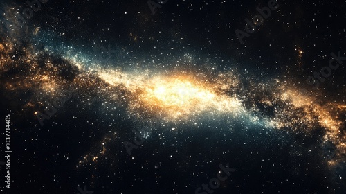 3D cartoon rendering depicting the center of the Milky Way galaxy featuring stars and cosmic dust in the universe