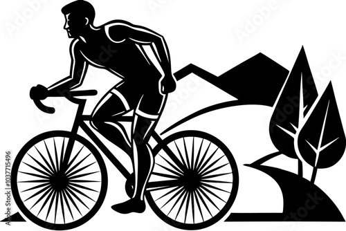 runner e bike silhouette illustration