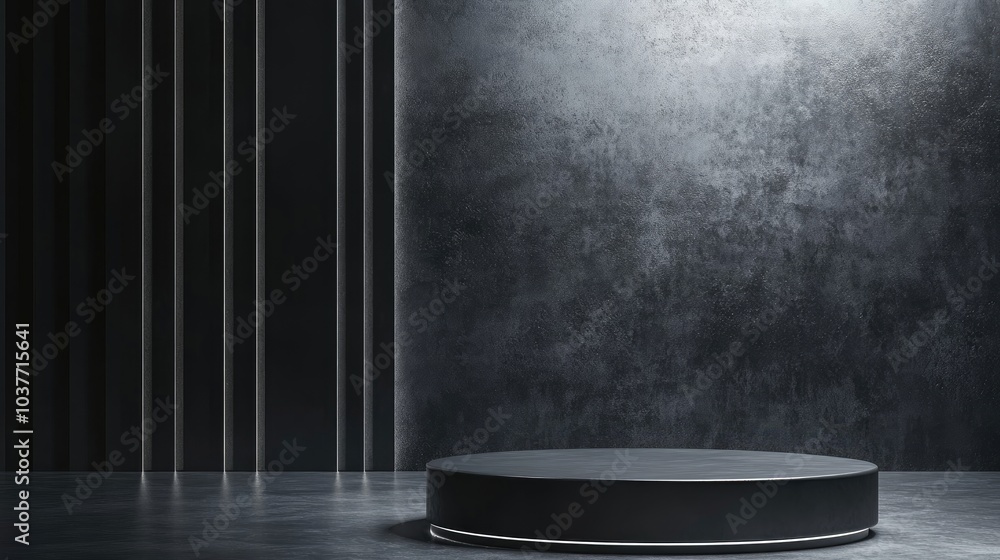 Elegant background featuring a pedestal and display case 3D illustration and rendering in shades of gray and silver Elegant background featuring a pedestal and display case 3D illustration and rendering in shades of gray and silver