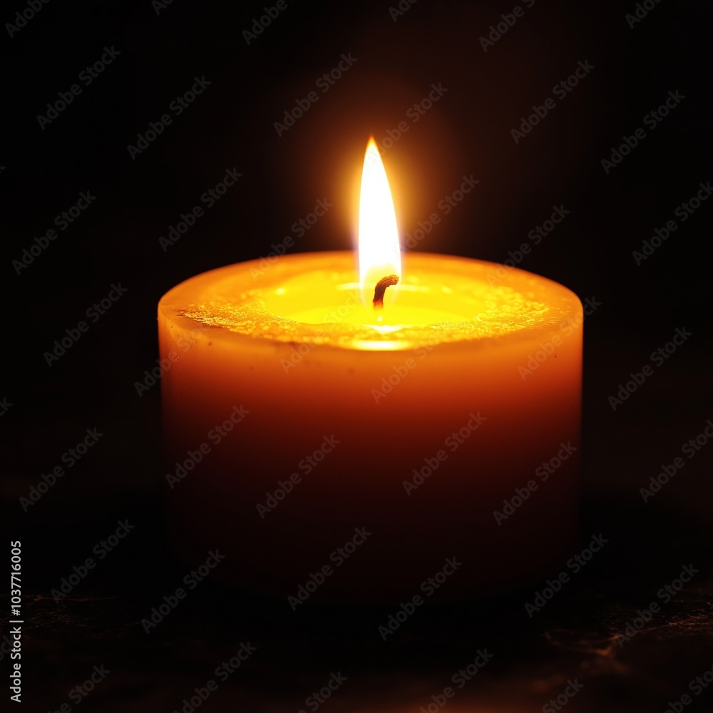 A single candle flame flickers softly, casting a warm glow in the darkness, symbolizing hope and calm. A single candle flame flickers softly, casting a warm glow in the darkness, symbolizing hope and calm.