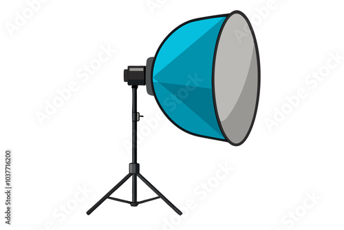 Studio strobe with softbox on white background