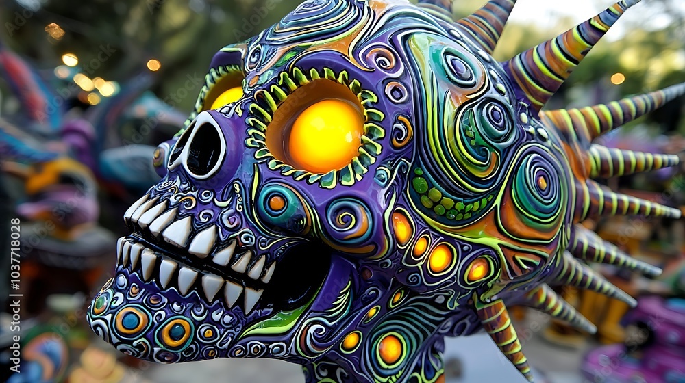 Fototapeta premium Colorful Skull Decorated with Intricate Patterns