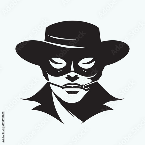 Zorro Mask Vector illustration, Mask Zorro silhouette vector black and white