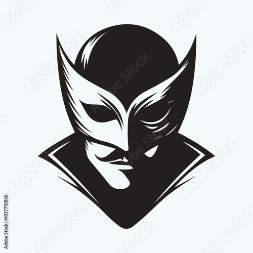 Zorro Mask Vector illustration, Mask Zorro silhouette vector black and white