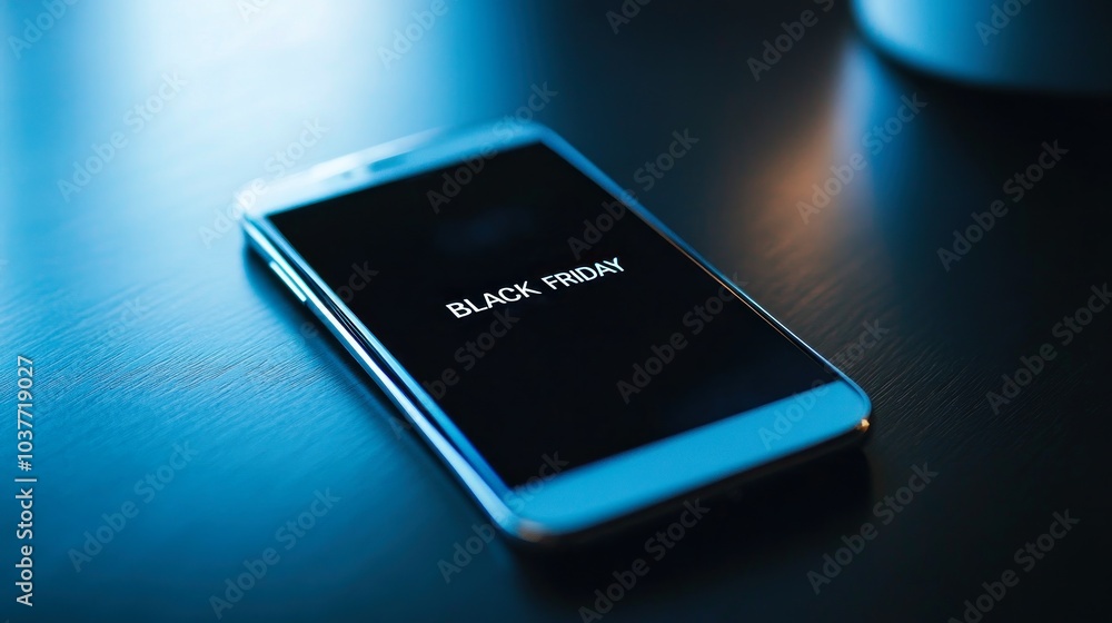 A contemporary smartphone on the table, showcasing dark screen with text A contemporary smartphone on the table, showcasing dark screen with text
