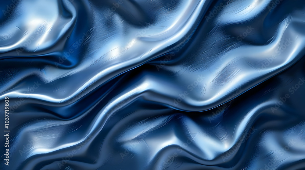 Obraz premium Abstract Blue Background, Elegant Wavy Pattern, Digital Art, 3D Render