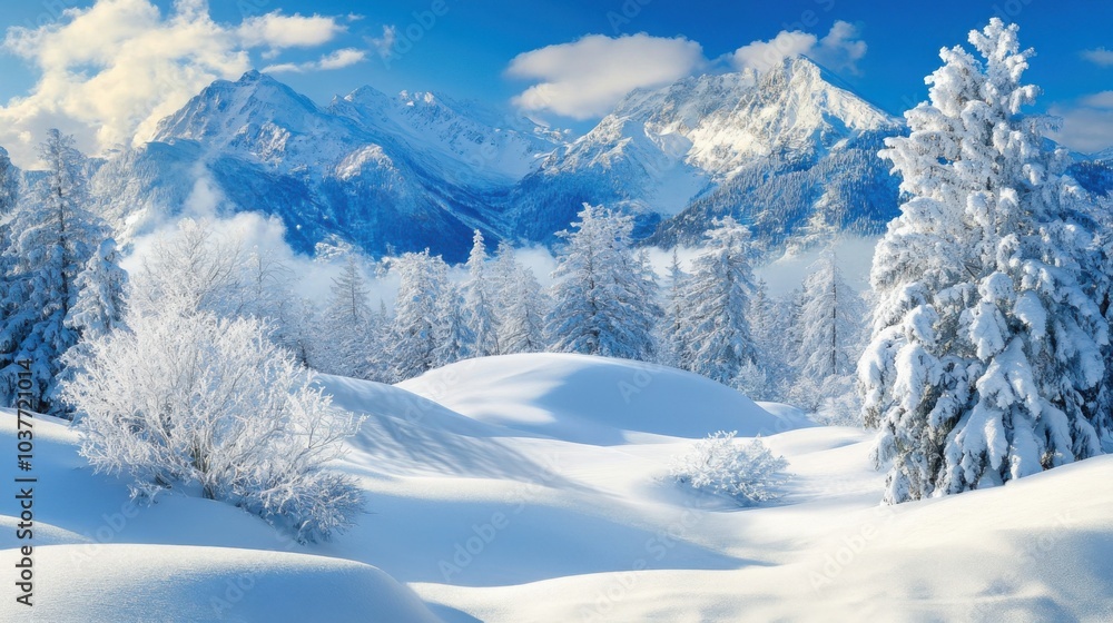 Serene Winter Wonderland in the Majestic Mountains Serene Winter Wonderland in the Majestic Mountains