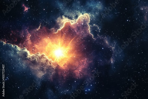 Wallpaper Mural Deep space scene featuring a distant, glowing supernova explosion Torontodigital.ca