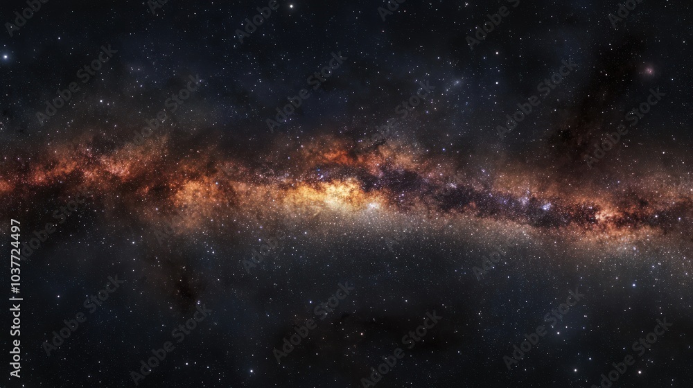 Obraz premium Milky Way galaxy view with detailed star fields and celestial clouds