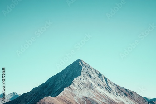 Minimalist desktop wallpaper with a single mountain peak against a clear sky photo