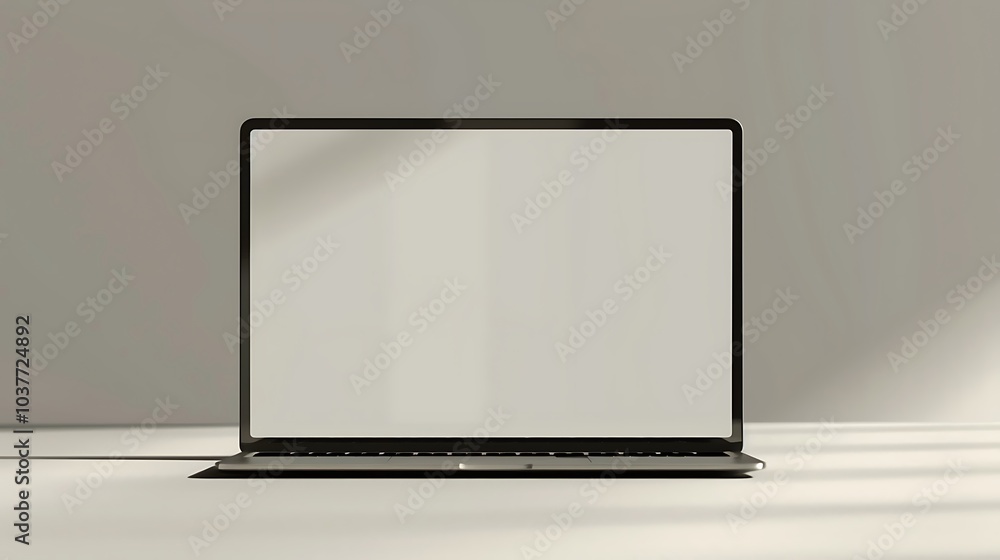 Laptop Computer with Blank Screen on White Background Laptop Computer with Blank Screen on White Background