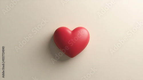 Minimalist heart symbol with a soft shadow on a light background