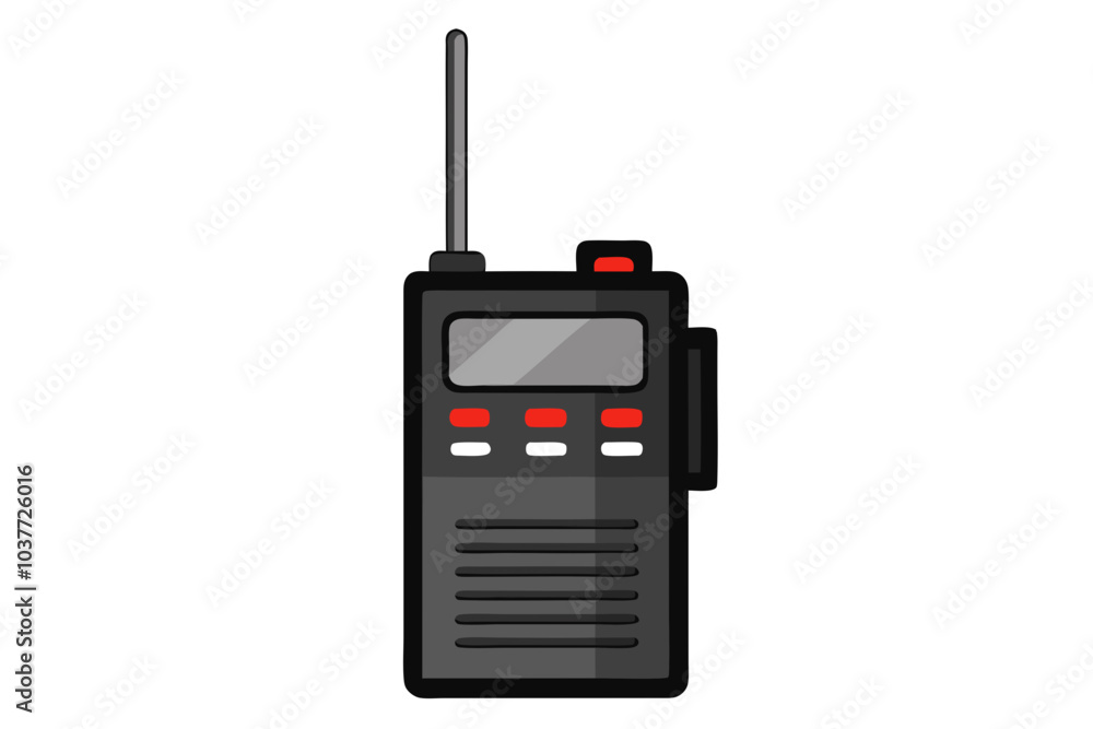 Black portable radio ht or walkie talkie in a white background Black portable radio ht or walkie talkie in a white background