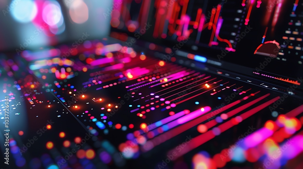 Obraz premium Abstract Technological Interface with Colorful Lights