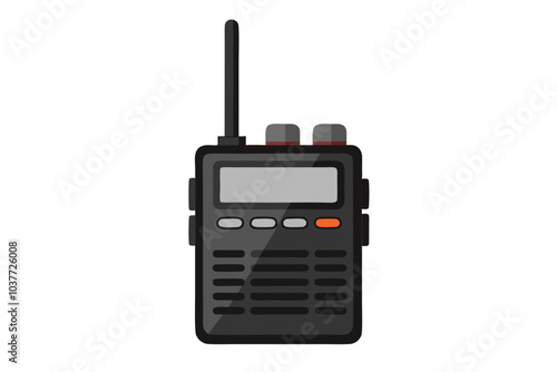 Black portable radio ht or walkie talkie in a white background