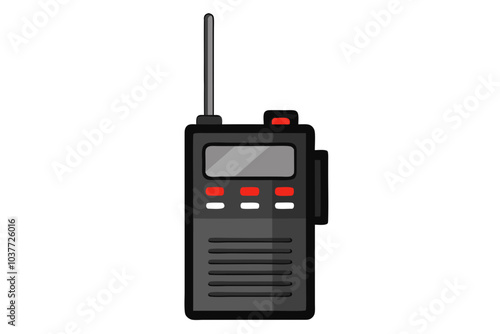 Black portable radio ht or walkie talkie in a white background