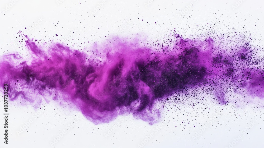 Fototapeta premium Dynamic Burst of Purple Powder on Pale Background